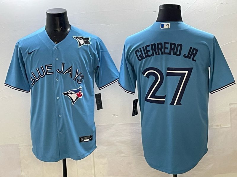 Men 2025 Nike Toronto Blue Jays #27 Guerrero jr Light Blue Game MLB Jersey 05->toronto blue jays->MLB Jersey
